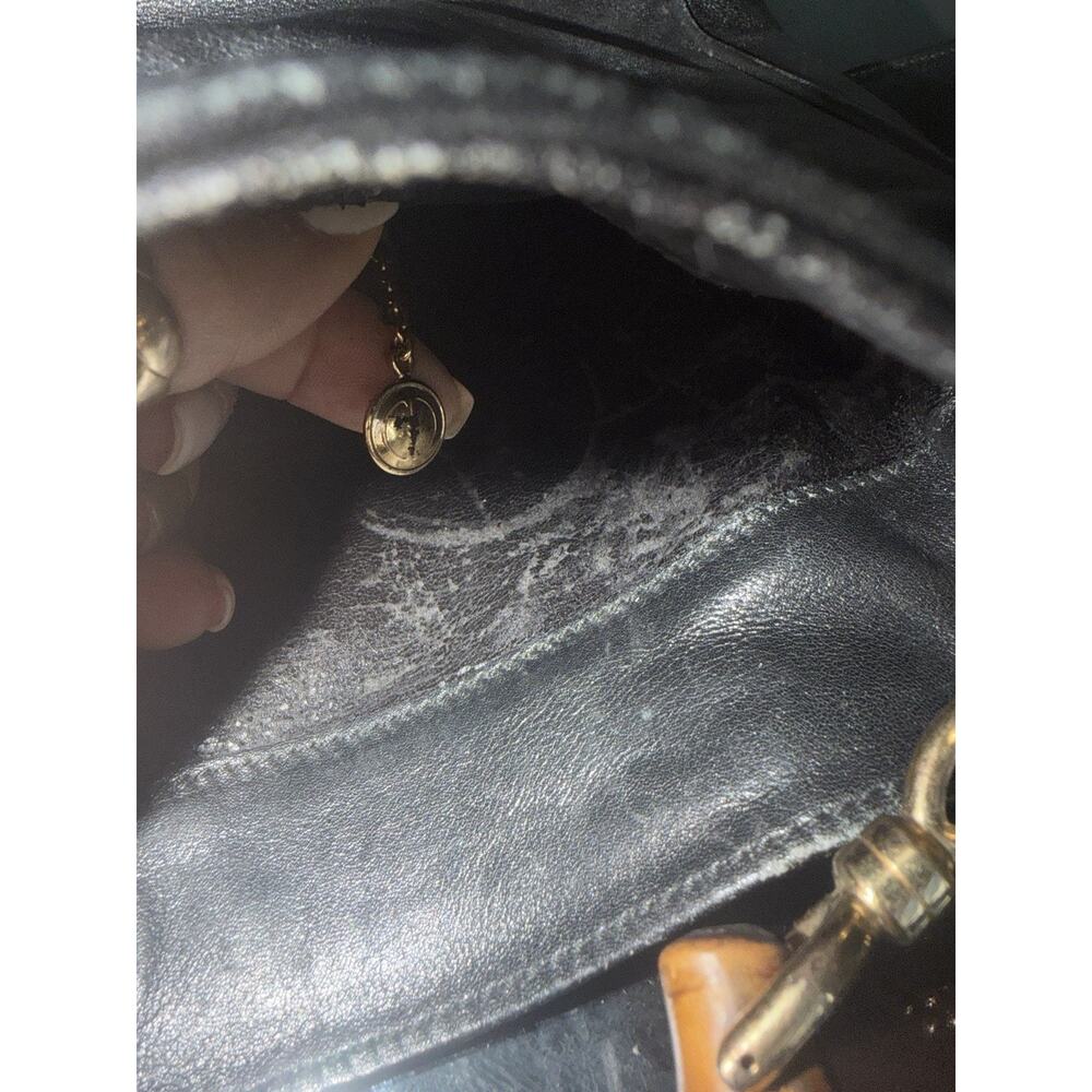 GUCCI Bamboo Handle Black Leather Shoulder Bag Medium - Picture 11 of 11